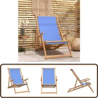 Strandstuhl Klappbar Massivholz Teak Blau - Klappbarer Strandstuhl - Gartenstuhl - Teakholzmöbel - Outdoor Möbel - Liegestuhl Strandstuhl Klappbar Massivholz Teak Blau - Klappbarer Strandstuhl - Gartenstuhl - Teakholzmöbel - Outdoor Möbel - Liegestuhl von VIDAXL
