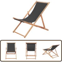 Vidaxl - Strandstuhl Klappbar Stoff und Massivholz Grau - Campingstuhl - Strandstuhl - Gartenstuhl - Holzstuhl - Faltbarer Stuhl von VIDAXL