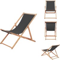 Strandstuhl Klappbar Stoff und Massivholz Grau - Campingstuhl - Strandstuhl - Gartenstuhl - Holzstuhl - Faltbarer Stuhl von VIDAXL