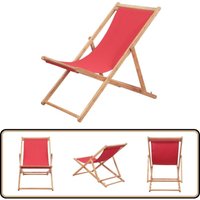 Vidaxl - Strandstuhl Klappbar Stoff und Massivholz Rot - Campingstuhl - Strandstuhl - Gartenstuhl - Holzstuhl - Faltbarer Stuhl von VIDAXL