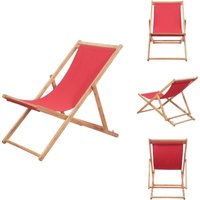 Vidaxl - Strandstuhl Klappbar Stoff und Massivholz Rot - Campingstuhl - Strandstuhl - Gartenstuhl - Holzstuhl - Faltbarer Stuhl von VIDAXL