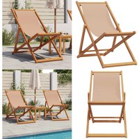 Strandstuhl Klappbar Taupe Massivholz Eukalyptus und Stoff - Holzmöbel - Gartenstuhl - Lounge Chair - Liegestuhl - Outdoor Möbel - Home & Living von VIDAXL