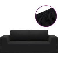 Stretch Sofahusse 2-Sitzer Schwarz Polyester-Jersey vidaXL von VIDAXL