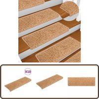 Stufenmatten 10 Stk. 65x21x4 cm Beige - Stufenmatte - Treppenmatte - Treppenschutz - Rutschfeste Matte - Teppich Für Treppen Stufenmatten 10 Stk. 65x21x4 cm Beige - Stufenmatte - Treppenmatte - Treppenschutz - Rutschfeste Matte - Teppich Für Treppen von VIDAXL