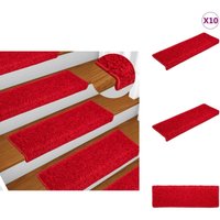 Stufenmatten 10 Stk. 65x21x4 cm Rot - Stufenmatte - Treppenmatte - Treppenschutz - Rutschfeste Matte - Teppich Für Treppen von VIDAXL