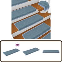 Stufenmatten 15 Stk. 65x21x4 cm Blau - Stufenmatte - Treppenmatte - Trittschutz - Rutschfeste Matte - Teppich Für Treppen von VIDAXL