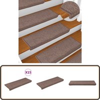 Stufenmatten 15 Stk. 65x21x4 cm Braun - Stufenmatte - Treppenmatte - Treppenläufer - Trittsicherheit - Rutschfeste Matte von VIDAXL