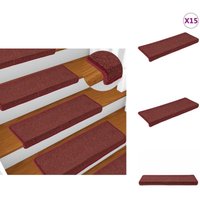 Stufenmatten 15 Stk. 65x21x4 cm Mattrot - Stufenmatte - Treppenmatte - Trittsicherheit - Rutschfeste Matte - Teppich Für Treppen von VIDAXL