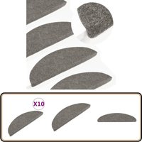 Stufenmatten Selbstklebend 10 Stk. Grau 65x22,5x3,5 cm - Stufenmatte - Treppenmatte - Treppenschutz - Laufmatte - Nadelfilz von VIDAXL