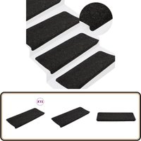 Stufenmatten Selbstklebend 15 Stk. 65x24,5x3,5 cm Anthrazit - Treppenmatte - Teppich Für Treppen - Trittschutz - Rutschfest - Anthrazit von VIDAXL