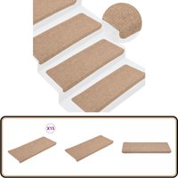 Stufenmatten Selbstklebend 15 Stk. 65x24,5x3,5 cm Beige - Treppenmatte - Treppenschutz - Stufenmatte - Teppich Für Treppen - Rutschfest von VIDAXL