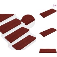 Stufenmatten Selbstklebend 15 Stk. 65x24,5x3,5 cm Rot - Treppenmatte - Treppenschutz - Rutschfest - Selbstklebend - Textil Stufenmatten Selbstklebend 15 Stk. 65x24,5x3,5 cm Rot - Treppenmatte - Treppenschutz - Rutschfest - Selbstklebend - Textil von VIDAXL