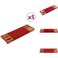 Stufenmatten Selbstklebend 5 Stk. 65x21x4 cm Rot - Treppenmatte - Treppenmatten - Treppenteppich - Treppenschutz von VIDAXL
