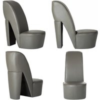Vidaxl - Stuhl in Stöckelschuh-Form Grau Kunstleder - Sitzsack - Designerstuhl - Lounge Chair - Modellsitz - Unikat Stuhll - Home & Living von VIDAXL