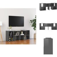 TV-Schrank Hochglanz-Grau 104x30x52cm Holzwerkstoff - tv Schrank - Holzwerkstoff Möbel - Grau tv Stand - Regal - Wohnzimmer Dekoration von VIDAXL