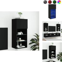 TV-Schrank mit LED-Leuchten Schwarz 40,5x30x90 cm - tv Schrank - Holzwerkstoff Möbel - Regal - Medienregal - Wohnzimmereinrichtung von VIDAXL