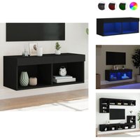 TV-Schrank mit LED-Leuchten Schwarz 80x30x30 cm - tv Schrank - Holzwerkstoff Möbel - Regal - Wohnraum Dekoration - Smart Home von VIDAXL