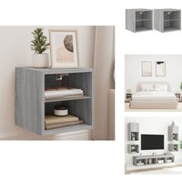 Vidaxl - TV-Wandschränke mit LED-Leuchten 2 Stk. Grau Sonoma - TV-Schrank - Holzschrank - Regal - Wohnzimmer Dekoration - Smart Home von VIDAXL