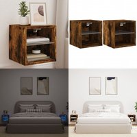 Vidaxl - TV-Wandschränke mit LED-Leuchten 2 Stk. Räuchereiche - TV-Schrank - Holzschrank - Regal - Wohnzimmer Dekoration - Fernseherregal - Home & Vidaxl - TV-Wandschränke mit LED-Leuchten 2 Stk. Räuchereiche - TV-Schrank - Holzschrank - Regal - Wohnzimmer Dekoration - Fernseherregal - Home & von VIDAXL