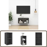 TV-Wandschrank Hochglanz-Grau 37x37x72 cm Holzwerkstoff - Wandregal - TV-Stand - Fernsehschrank - Hängeschrank - Regal Grau von VIDAXL
