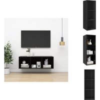 Vidaxl - TV-Wandschrank Hochglanz-Schwarz 37x37x107 cm Holzwerkstoff - tv Schrank - Wandregal - Regal Schwarz - Holzwerkstoff Möbel - Wohnwand von VIDAXL