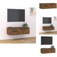 TV-Wandschrank Räuchereiche 80x36x25 cm Holzwerkstoff - tv Schrank - Wandregal - Wohnzimmereinrichtung - Holzmöbel - Regal von VIDAXL