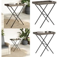 Tabletttisch Klappbar Grau 65x40x75 cm Poly Rattan - Gartentisch - Outdoor Tisch - Klappbarer Tisch - Polyrattan Tisch - Esszimmerset - Home & Living von VIDAXL