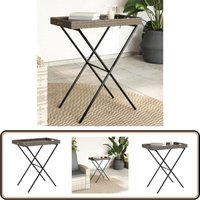 Tabletttisch Klappbar Grau 65x40x75 cm Poly Rattan - Gartentisch - Outdoor Tisch - Klappbarer Tisch - Polyrattan Tisch - Esszimmerset von VIDAXL