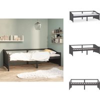 Tagesbett 3-Sitzer Dunkelgrau Massivholz Kiefer 90x200 cm - Tagesbett - Schlafcouch - Gästebett - Wohnzimmermöbel - Kiefernholz von VIDAXL