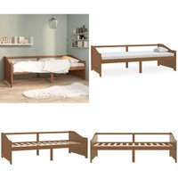 Tagesbett 3-Sitzer Honigbraun Massivholz Kiefer 90x200 cm - Holz-Sofa - Gästedesign - Schlafcouch - Daybed - Kiefer Massiv - Home & Living von VIDAXL