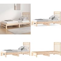 Tagesbett Ausziehbar 2x(90x190) cm Massivholz Kiefer - Holzbett - Kiefernholzbette - Tagesbett - Klappbett - Schlafsofa - Home & Living von VIDAXL