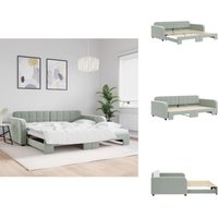 Tagesbett Ausziehbar Hellgrau 100x200 cm Samt - Schlafsofa - Doppelbett - Gästebett - Tagesbett - Samtsofa Tagesbett Ausziehbar Hellgrau 100x200 cm Samt - Schlafsofa - Doppelbett - Gästebett - Tagesbett - Samtsofa von VIDAXL