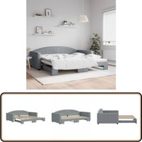 Tagesbett Ausziehbar Hellgrau 100x200 cm Stoff - Sofa - Schlafcouch - Gästebett - Boxspringbett - Tagesbett von VIDAXL