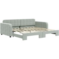 Tagesbett Ausziehbar Hellgrau 90x190 cm Samt Vidaxl von VIDAXL