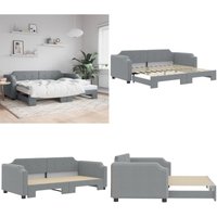 Vidaxl - Tagesbett Ausziehbar Hellgrau 90x200 cm Stoff - Sofa - Schlafsofa - Gästebett - Tagesbett - Ausziehbarer Schlafsitz - Home & Living von VIDAXL
