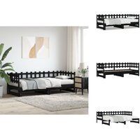 Vidaxl - Tagesbett Ausziehbar Schwarz 2x(80x200) cm Massivholz Kiefer - Holzbett - Schlafsofa - Gästebett - Kiefernholzmöbel - Doppelbett von VIDAXL