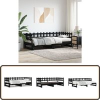 Vidaxl - Tagesbett Ausziehbar Schwarz 2x(90x200) cm Massivholz Kiefer - Holzbett - Kiefernholzbett - Schlafsofa - Gästebett - Doppelbett von VIDAXL