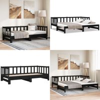 Vidaxl - Tagesbett Ausziehbar Schwarz 90x200 cm Massivholz Kiefer - Klappbett - Schlafsofa - Gästebett - Holzbett - Kiefernbett - Home & Living von VIDAXL