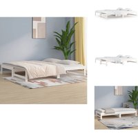 Tagesbett Ausziehbar Weiß 2x(90x190) cm Massivholz Kiefer - Holzbett - Kiefernholzbette - Gästebett - Klappbett - Daybed von VIDAXL