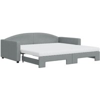 Tagesbett Ausziehbar mit Matratze Hellgrau 100x200 cm Stoff Vidaxl von VIDAXL