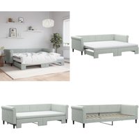 Tagesbett Ausziehbar mit Matratzen Hellgrau 90x200 cm Samt - Sofa - Schlafsofa - Gästebett - Tagesbett - Doppelbett - Home & Living von VIDAXL