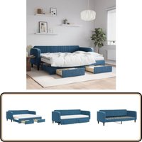 Vidaxl - Tagesbett Ausziehbar mit Schubladen Blau 80x200 cm Samt - Klappbett - Schlafcouch - Gästebett - Wohnzimmerbett - Etagenbett von VIDAXL
