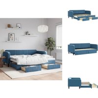 Vidaxl - Tagesbett Ausziehbar mit Schubladen Blau 90x200 cm Samt - Sofa Bett - Schlafcouch - Gästebett - Tagesbett - Wohnzimmer Möbel Vidaxl - Tagesbett Ausziehbar mit Schubladen Blau 90x200 cm Samt - Sofa Bett - Schlafcouch - Gästebett - Tagesbett - Wohnzimmer Möbel von VIDAXL