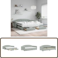 Tagesbett Ausziehbar mit Schubladen Hellgrau 100x200 cm Samt - Klappbett - Schlafcouch - Gästebett - Wohnzimmerbett - Kompaktes Bett Tagesbett Ausziehbar mit Schubladen Hellgrau 100x200 cm Samt - Klappbett - Schlafcouch - Gästebett - Wohnzimmerbett - Kompaktes Bett von VIDAXL