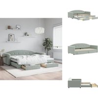 Tagesbett Ausziehbar mit Schubladen Hellgrau 90x200 cm Samt - Samtsofa - Schlafcouch - Gästebett - Klappsitzsofa - Daybed von VIDAXL