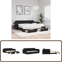 Tagesbett Ausziehbar mit Schubladen Schwarz 90x200 cm Samt - Schlafsofa - Doppelbett - Gästebett - Tagesbett - Samtsofa Tagesbett Ausziehbar mit Schubladen Schwarz 90x200 cm Samt - Schlafsofa - Doppelbett - Gästebett - Tagesbett - Samtsofa von VIDAXL
