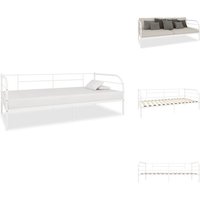 Tagesbett-Rahmen Weiß Metall 90×200 cm - Tagesbett - Schlafsofa - Gästebett - Metallbett - Weißes Bett von VIDAXL
