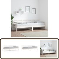 Tagesbett Weiß Massivholz Kiefer 80x200 cm - Holzbett - Kiefernholzbette - Gästebett - Schlafsofa - Multifunktionsbett von VIDAXL