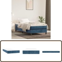 Taschenfederkernmatratze Dunkelblau 90x200x20 cm Samt - Samtmatratze - Federkernmatratze - Doppelbettmatratze - Nachttischlampe - Schlafsystem von VIDAXL