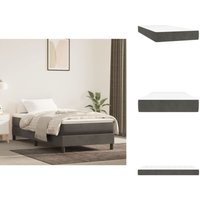Taschenfederkernmatratze Dunkelgrau 80x200x20 cm Samt - Samtmatratze - Federkernmatratze - Doppelbettmatratze - Matratze 80x200 - Dunkelgraue Matratze von VIDAXL